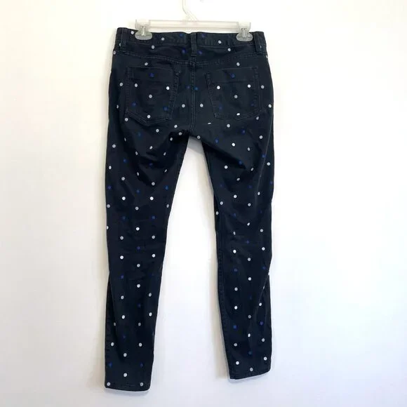 BANANA REPUBLIC Blue Hayley Dot Skinny Ankle Pants Navy Embroidered Polka Dot 27 - Picture 11 of 13